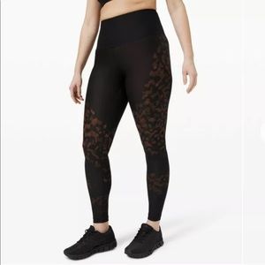 Lululemon Mapped Out High Rise Tight 28" *Camo Black/Brick Size 8